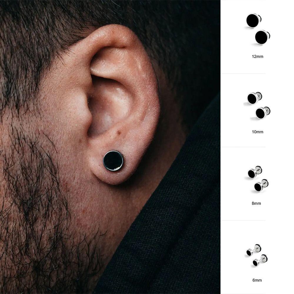 Однотонные серьги в стиле хип-хоп, уличная мода, серьги-гвоздики, круглые черные серьги-гвоздики, для вечеринки