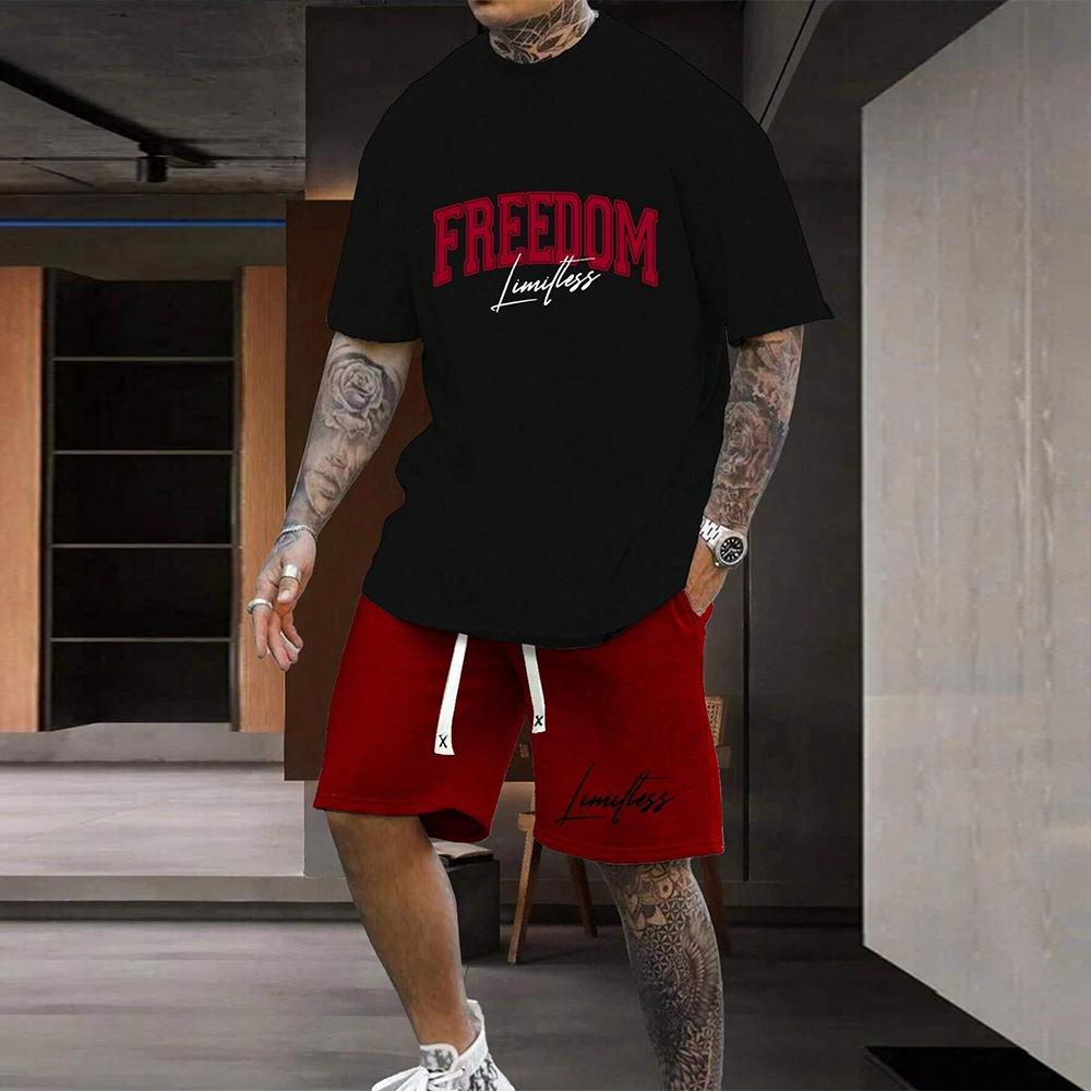 Летний модный мужской комплект в стиле Y2K, очень большой мужской свободный топ, освежающий и дышащий комплект для путешествий и отдыха