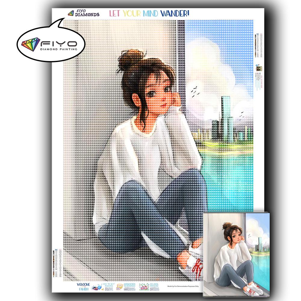 Diamond Painting Full Drill Square Anime Girl Diamond Embroidery Cross Stitch Portrait Mosaic Kitchen Needlework Home Decor