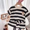 Summer Children Sets Boys Girls Short-sleeved Striped T-shirt +Shorts Set Babies Fashion Round Neck Tracksuits Kids Suits