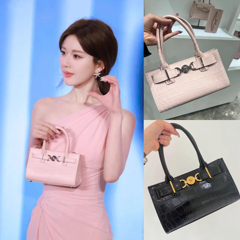 Сумка-тоут и сумка через плечо из натуральной кожи с тиснением под крокодила в стиле Чжао Лусы