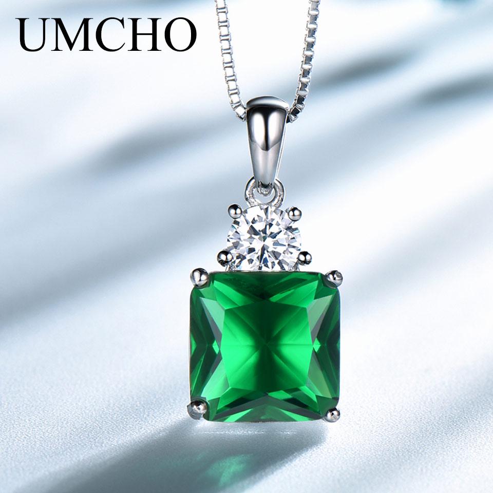 Umcho Подвески и ожерелья для женщин, звенья цепи, винтажный изумрудный кулон, ювелирные изделия, помолвка, подарок для свадебной вечеринки