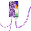 For Samsung Galaxy A14 5G/A14 4G Case with Long Strap Splicing IMD Marble Pattern TPU Back Cover
