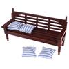 1:12 Miniature Furniture Doll House Wooden Sofa with 4 Pillows For Dolls Children Role Play Toy Dollhouse Miniature Furniture