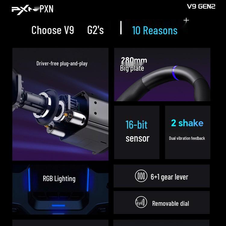 Гоночный руль 7PXN V9 Gen2 для ПК, PS4, Switch