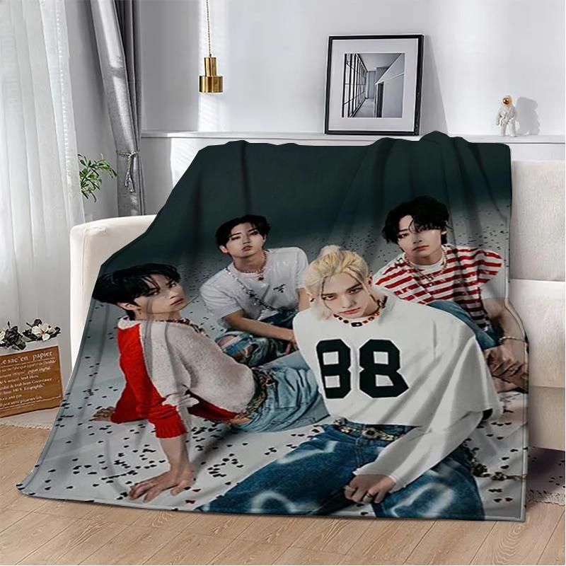 3D KPOP S-Stray-K-Kids Плед Плед для пикника Теплые фланелевые пледы Покрывала для дивана кровати Домашние Постельное белье Подарки на день рождения