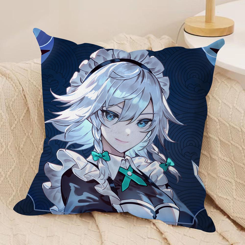 TTouhou Project role game Cushion Cover Silky Short Plush Invisible Zipper Dustproof Sofa Pillow Case for Home Decor