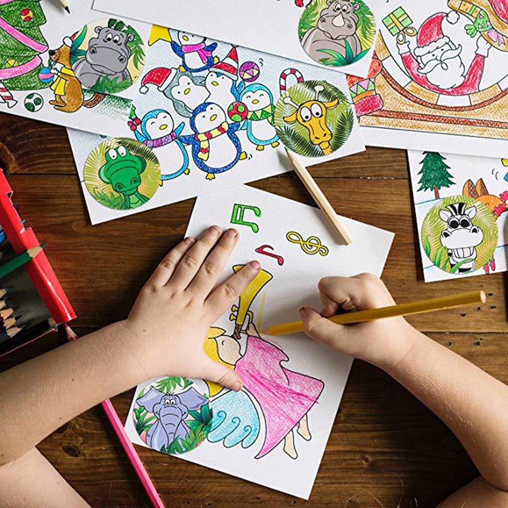 100-500pcs/roll Cartoon Stickers For Kids Classic Toys Sticker School Teacher Reward Sticker 8 Designs Zoo Animals Pattern