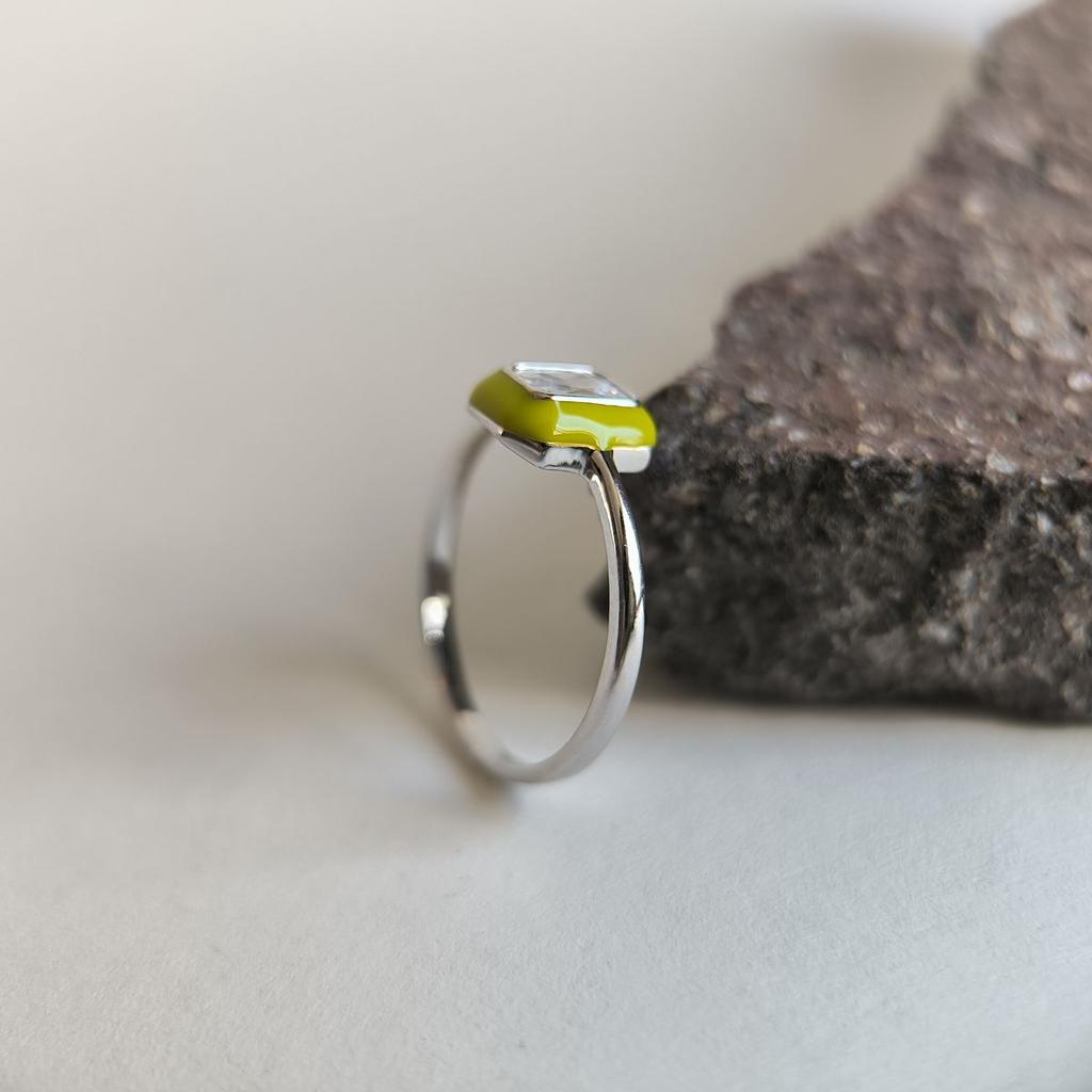 Silver Ring with Cubic Zirconia, Enamel, Product Weight 1.78 G (60002239)