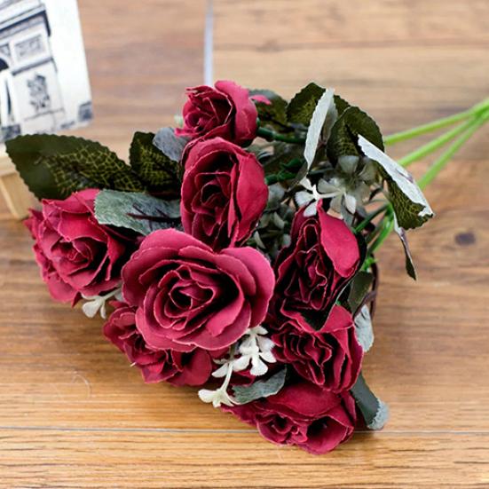12 Головок Искусственный Поддельный Цветок Розы Свадебная Вечеринка Свадебный Букет Домашний Декор Комнаты