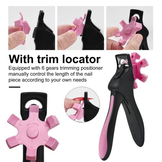 Машинки для стрижки ногтей Регулируемый позиционер для обрезки Лезвие в форме нержавеющей стали Эргономичная ручка Машинка для стрижки накладных кончиков ногтей Фрезы Триммеры Ножницы Маникюрные