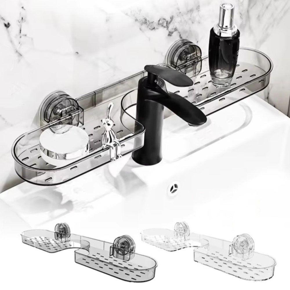 Suction Cup Faucet Organizer No Drilling Sponge Towel Holder Bathroom Wash Shelf Kitchen Sink