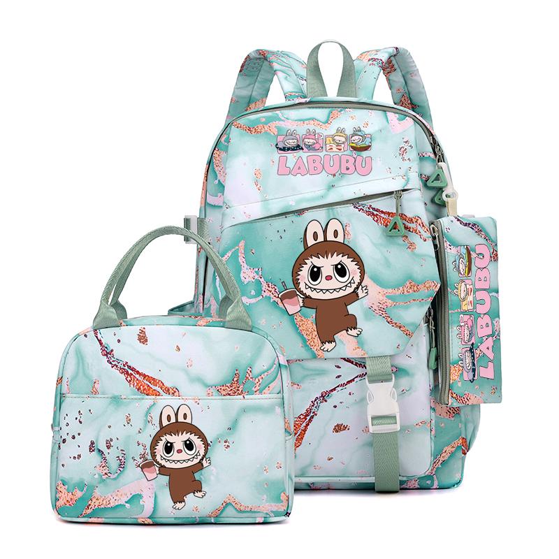 3Pcs/set Cute Printed Backpack Lunch Bag Pencil Case Teen Child Girl Kid Schoolbag Student Bookbag Knapsack Women Travel Bag Gift