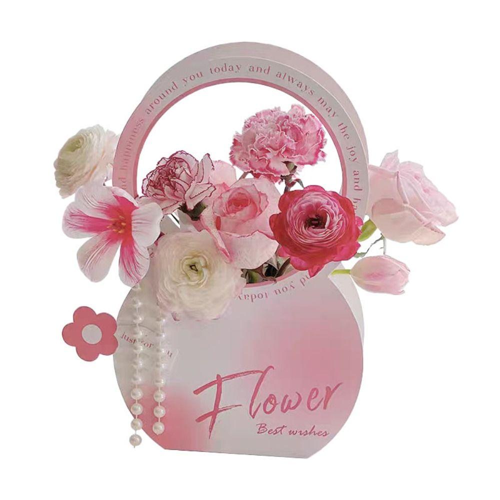 2pcs Foldable Handheld Flower Box Paper Gift Packaging Boxes Flower Arrangement Box  Room Decor