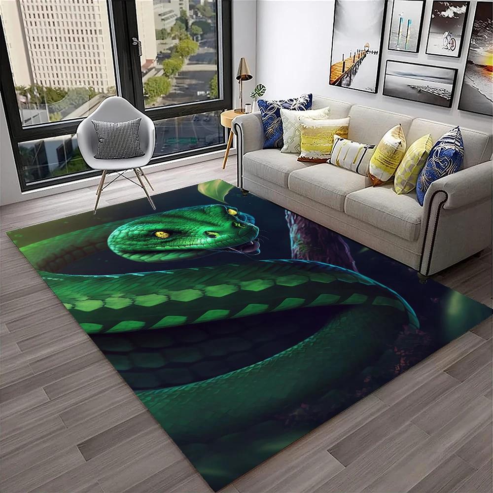 3D Gothic Snake Serpent Python Viper Carpet Rug for Home Living Room Bedroom Sofa Doormat Decor,kids Area Rug Non-slip Floor Mat