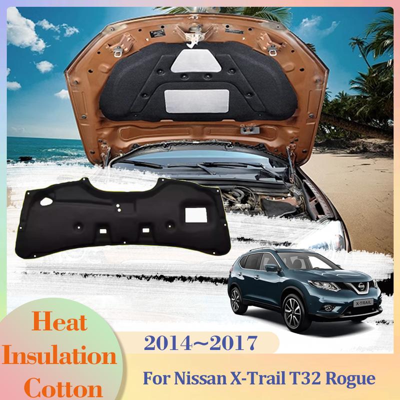 Для Nissan X-Trail T32 Rogue 2014~2017 2015 Автомобильная капотная шумоизоляционная накладка Хлопковое звукоизоляционное покрытие Термотепловая защита Аксессуары