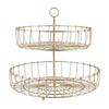 2 Tier Fruit Basket Iron Round Golden Nordic Household Snack Storage Tray for Party Desktop Kitchen