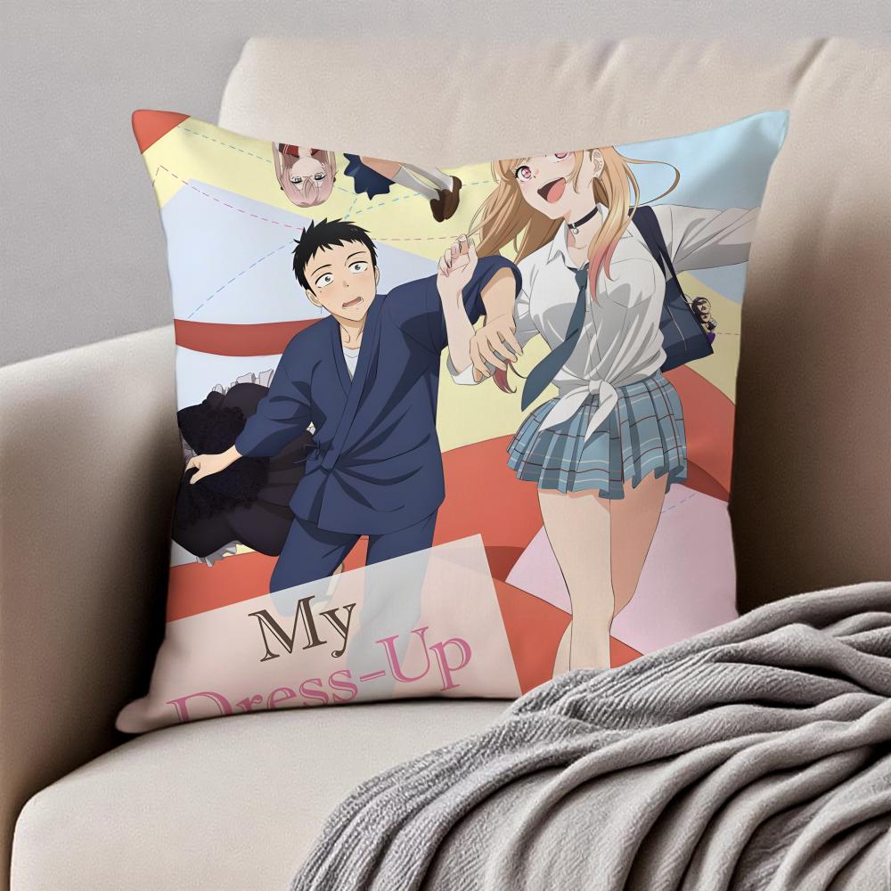 My DDress Up Darling Pillow Romance Anime Cushion Cover Pillowcase Antidustmite Invisible Zipper Short Plush Sofa Cushion