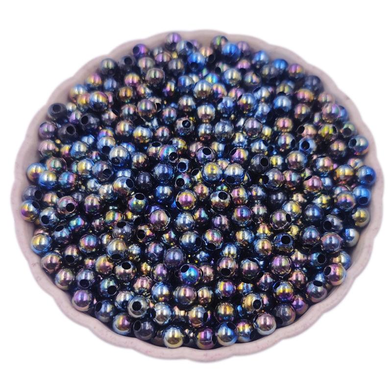 4, 6, 8 мм, 40-200 шт., акриловые круглые свободные бусины для ожерелья ручной работы, браслета, DIY изготовления ювелирных изделий AB, цветные прозрачные поделки