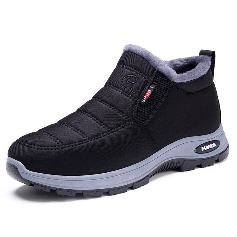 Cotton Shoes Men's Winter Middle-aged and Elderly Home Casual Men's Shoes Large Size Velvet Thickened One-pedal Snow Boots