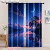 2pcs, 2D Flat Printing Curtain Starry Night Lake Versatile 100% Polyester,Without Electricity Birthday Party Perfect for