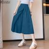 Women Casual Elastic Waist Summer Loose Capri Pants