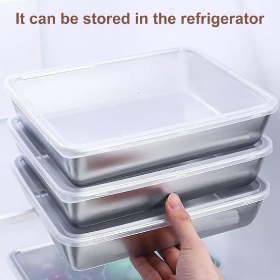 Контейнеры для еды из нержавеющей стали с крышками, прямоугольный контейнер для приготовления пищи для хранения в холодильнике