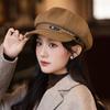 Korean Version of New Belt Chain Beret Women's Autumn and Winter Casual British Style Newspaper Bell Hat Literary Retro Octagonal Hat Trend