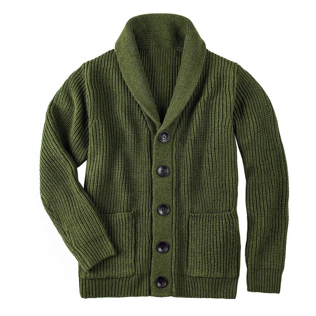 Men's Casual Single-breasted Cardigan Plus Size Cardigan Top Warm Long-sleeved Knitted Cardigan