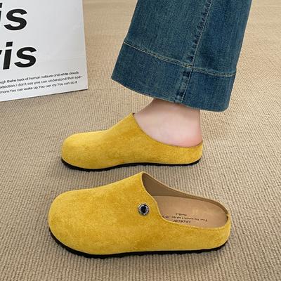 Модные женские мюли на стельке без задника, слипоны, повседневные туфли из мягкой замши, удобные домашние и уличные тапочки для ходьбы