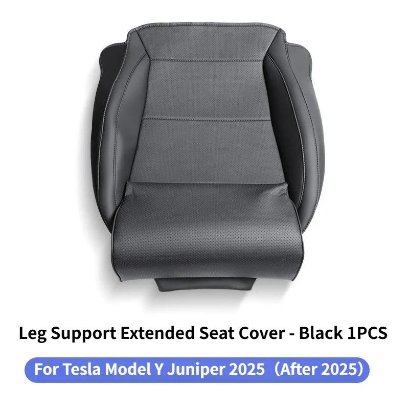 Full-Cover Car Seat Cushion for Tesla Model Y Juniper 2025 with Integrated Leg Rest Mat Nappa Leather Chair Pad Car Accessories