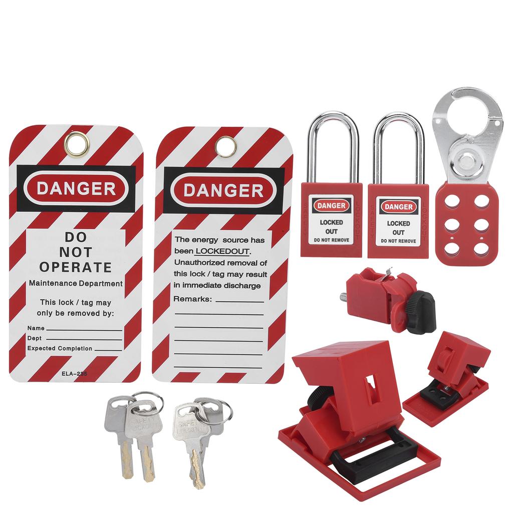 Safety Lockout Tagout Kit Lockset Fitting Tools Multifunctional Portable with Pocket Bag