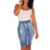 2024 spring/Summer Women Summer Skirts High Waist Washed Denim Jeans Skirt