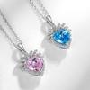 Treasure Love Shape Sapphire Pendant Pink Diamond Color Treasure Collarbone Chain Jewelry Accessories Women
