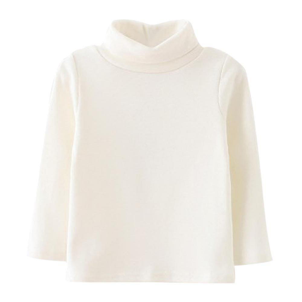 Детская хлопковая футболка с высоким воротником, однотонные топы с длинными рукавами для детей, осенне-зимняя детская внутренняя одежда для мальчиков и девочек