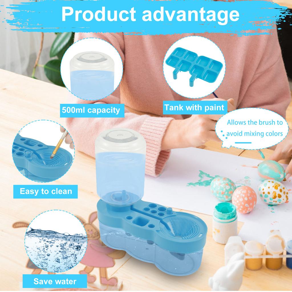 Кисть для мытья с кнопкой слива Автоматическая циркуляция воды Акварельная ручка Чистящее ведро Инструмент для чистки художественных кистей