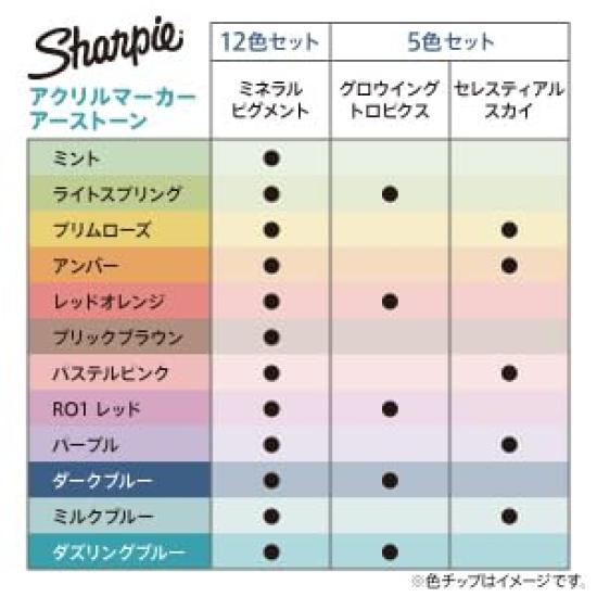 Sharpie Acrylic Marker Earth Tone Mineral Pigment 12 Colors Art Marker F Medium Tip Water-Based Pigment Ink 2209910