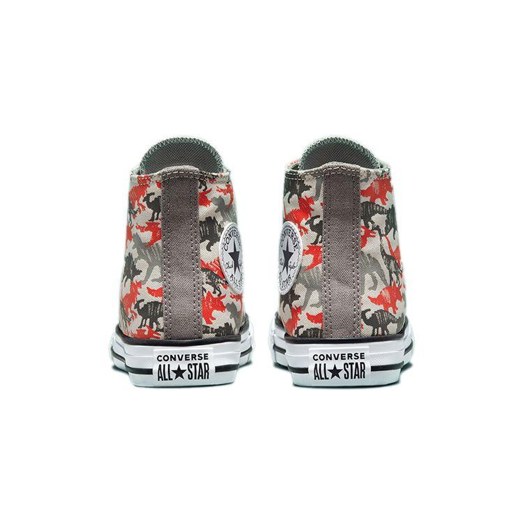 Converse Chuck Taylor All Star High GS Dino Daze — Детские кроссовки Mouse Grey Mason Poppy-Glow 671598F