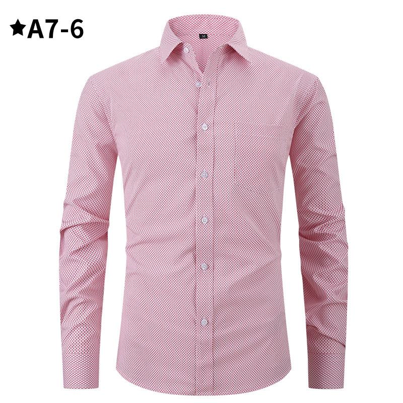 Men's Comfortable Small Plaid Shirts Long Sleeve Shirt Casual Business Plaid Shirt for Men Lightweight Work Breathable Lapel Shirts