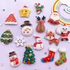 Resin Colorful Kawaii Santa Claus Tree Deer Snowman Socks Bear Snowflake Flatback Christmas Figurines 10PCS DIY Scrapbook Crafts