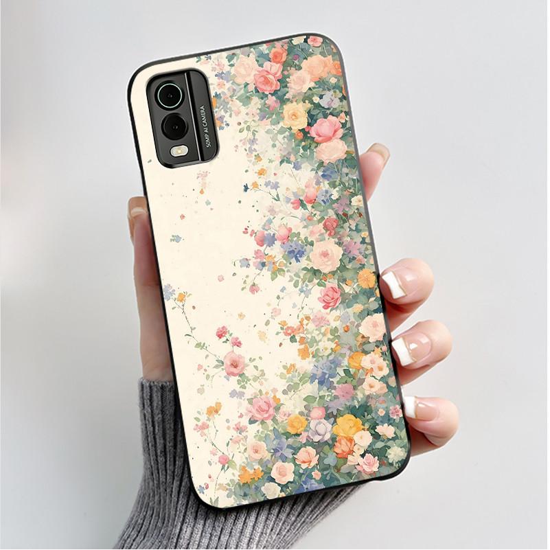 For Nokia C32 C22 4G 2023 Case Black Soft Silicone TPU Luxury Fashion Flower Butterfly Phone Casing For Nokia C32 C22 Back Cover