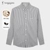 Men's Cotton Striped Embroidered Long Sleeve Casual Shirt