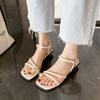Мода 2024 Летняя распродажа женской обуви Роскошные сандалии Универсальный костюм Женский бежевый Шлепанцы Платформа Прозрачный каблук Небольшой носок Новинка