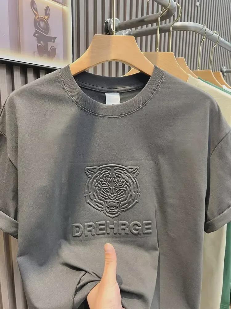 Мужская летняя корейская стильная свободная повседневная футболка с короткими рукавами