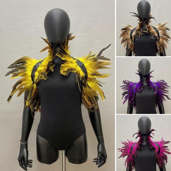 Gothic Feather Shrug Cape for Women Victorian Shoulder Wrap Shawl Collar for Halloween Cosplay Party Costume Accessories