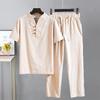Футболка, брюки, костюм, модные карманы, пуговицы, мужской летний спортивный костюм, однотонный комплект из рубашки и брюк, мужской комплект из рубашки и брюк, мужская одежда