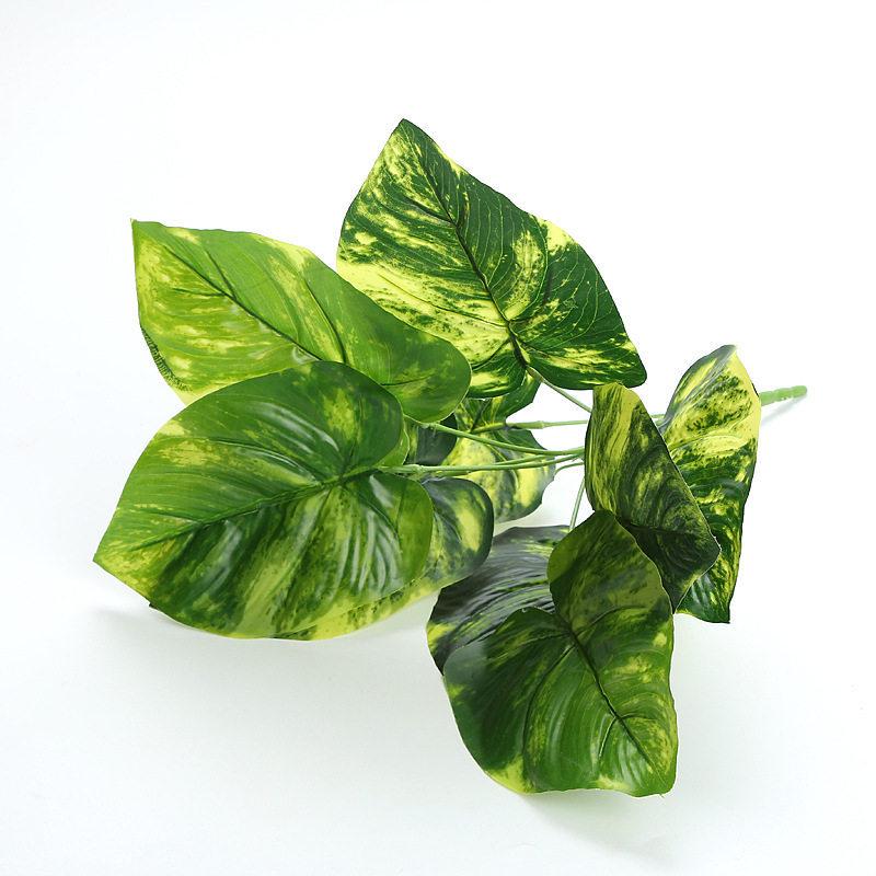 Artificial Pothos & Monstera Leaves Wall Decor for Living Room - Small Potted Greenery Arrangement