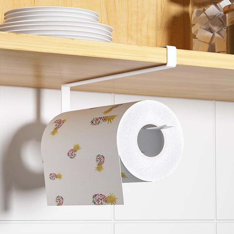 Кухонная полка для салфеток, подвешиваемая без перфорации, под шкафами, для хранения рулонов пищевой пленки, металлическая полка для многофункциональных влажных салфеток