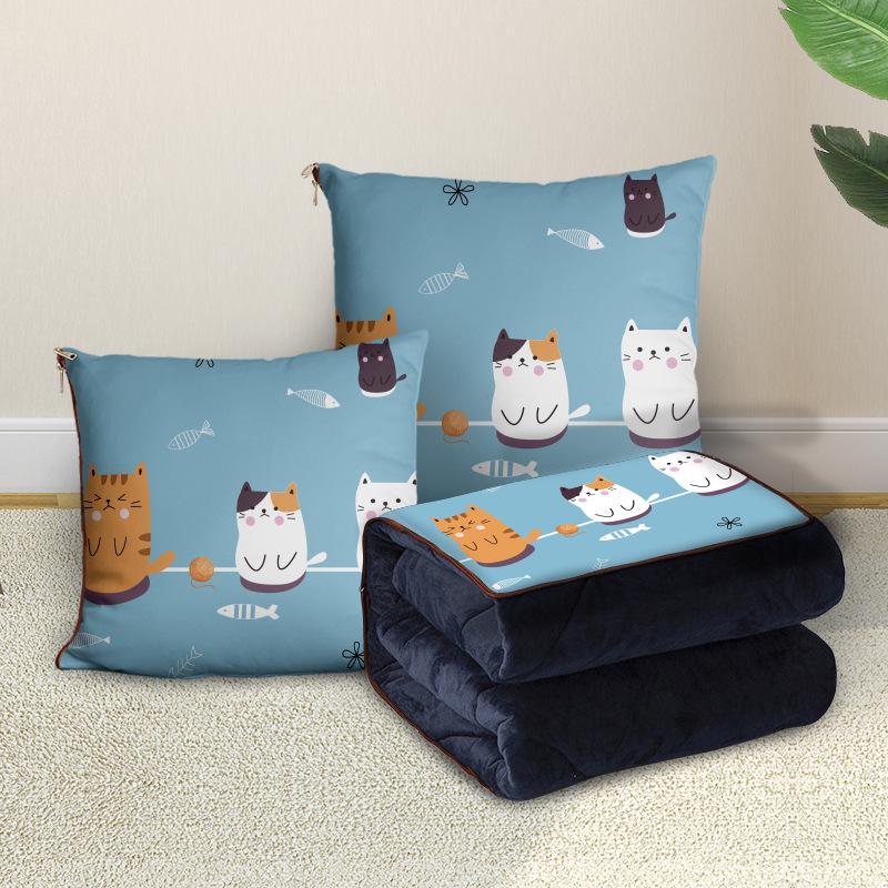 Персонализированная мультяшная флисовая плюшевая подушка-плед