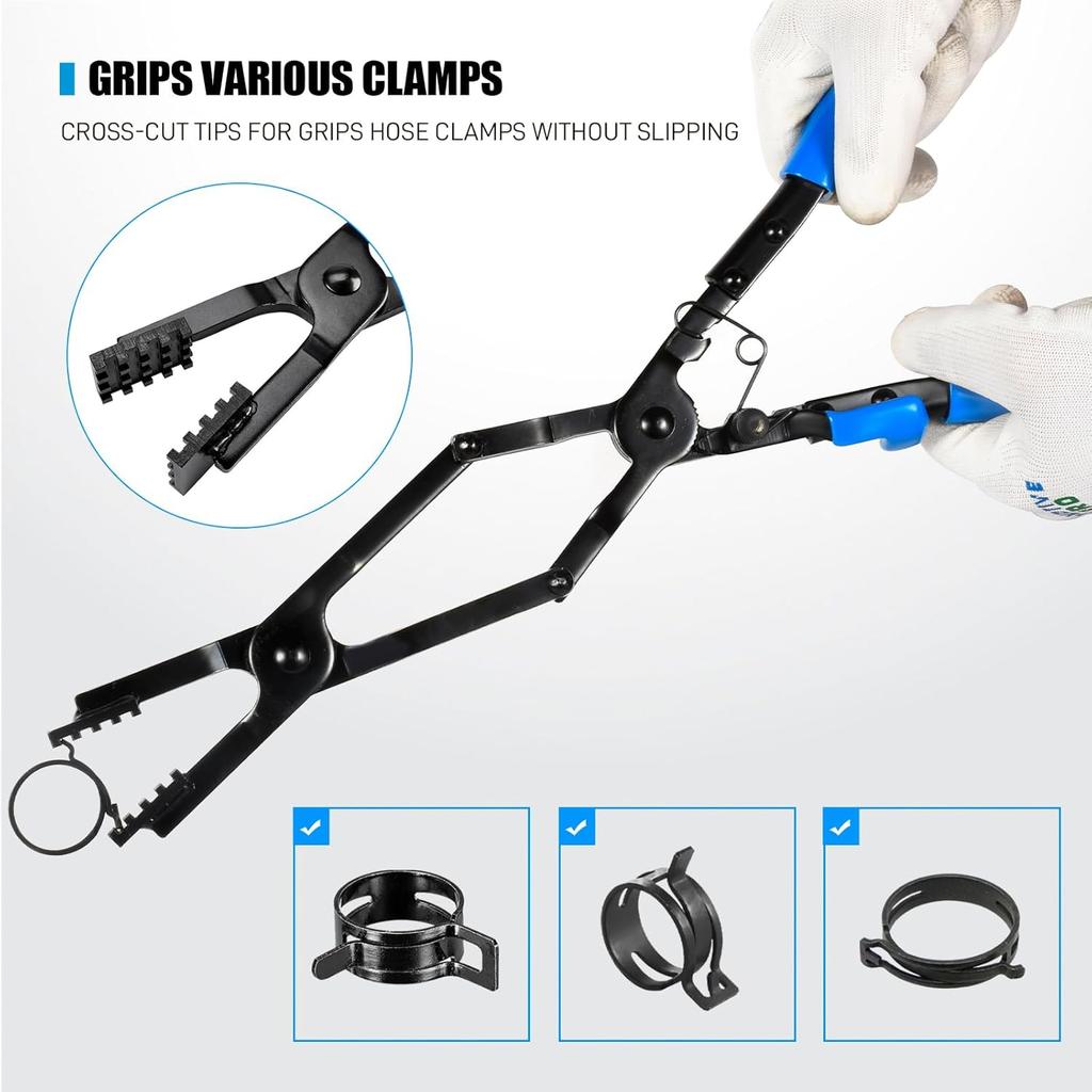 Long Reach Hose Clamp Pliers with Locking Mechanism, Extra Long Reach Hose Clamp Pliers for Hard-to-Reach Hoses